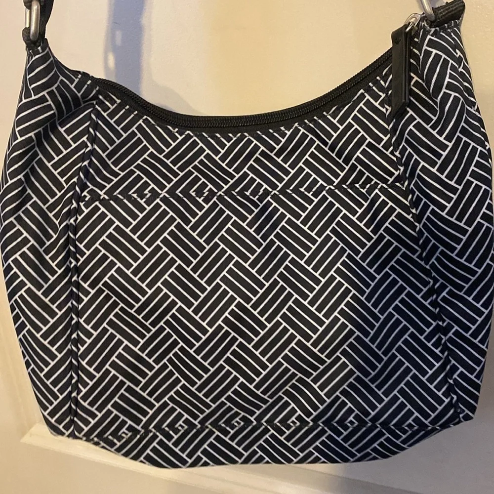 baggallini Womens CROSSBODY Shoulder Bagg Adjustable Strap PURSE BLACK Geometric